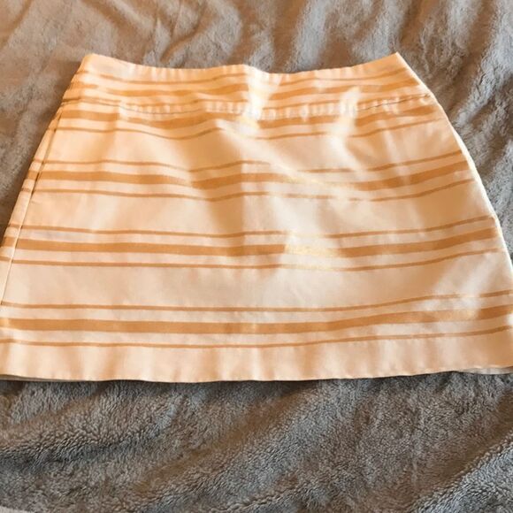 J.Crew Gold Metallic Stripe Mini Skirt - Size 6 - Picture 1 of 11